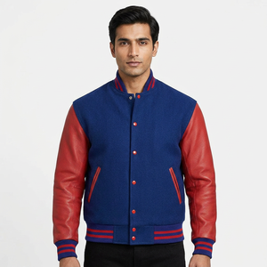 High Quality OEM <b>Men</b> Varsity <b>Jacket</b> with Chenille Embroidery and <b>Leather</b> Sleeve Custom Baseball Letterman Varsity <b>Jacket</b> for man - Product Image 1