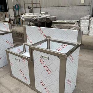 Évier en acier inoxydable 304, autoportant, pratique, pour cuisine commerciale, panier d'égouttage, rectangulaire, <span class=keywords><strong>style</strong></span> tablier, avec couvercle frontal - Product Image 4