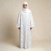 Nouvelle robe Abaya pour femme, respirante, portable, coupe ajustée, longueur cheville, pour le Ramadan et le printemps - Polyester, grande taille, faite à la main