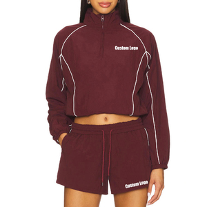 Conjunto Deportivo Personalizado de Talla Grande Unisex, Chaqueta Corta con Cierre de Cremallera y Pantalones Cortos Ligeros y Transpirables para <span class=keywords><strong>Mujer</strong></span> - Product Image 1
