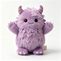 Vente en gros de poupées en peluche douces de haute qualité, mignonnes, en fourrure, monstres violets, pour enfants, jouet en peluche personnalisé
