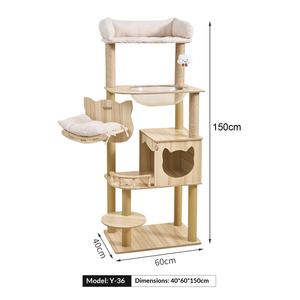 Arbre à chat en panneau <span class=keywords><strong>de</strong></span> densité en gros avec nid intégré, design semi-circulaire et grande <span class=keywords><strong>maison</strong></span> d'arbre pour chats d'intérieur - Product Image 6