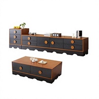 Meuble TV et table basse de style vintage français, armoire de rangement, design du milieu du siècle, bois massif, respectueux de l'environnement, convient aux téléviseurs de 55 à 59 pouces