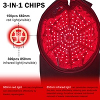 Cappello per Terapia a Luce Rossa con Lunghezze d'Onda 660nm e 850nm, Attrezzatura per la Cura del Cuoio Capelluto ad Uso Domestico