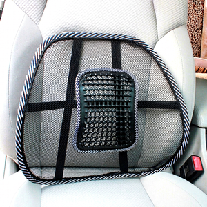 Summer Breathable Oblong Shape <b>Lumbar</b> Cushion Ice Silk Mesh Car Seat Back <b>Support</b> Cooling Waist Pad Black for Auto Use - Product Image 1
