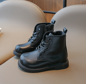 Nouvelles bottes courtes pour enfants style britannique, chaussures en cuir solides pour garçons, bottes courtes en cuir à lacets pour étudiants - Product Image 5