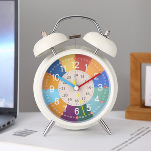 Giá rẻ cổ điển analog Đồng hồ bàn cho trẻ em phòng ngủ du lịch đồng hồ kim loại Loud Twin chuông đồng hồ báo thức với tùy chỉnh in ấn - Product Image 2
