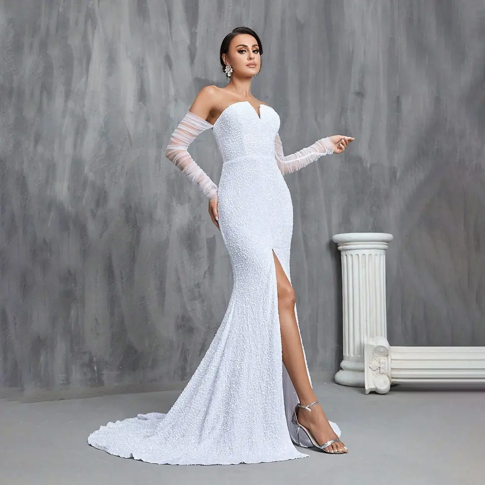 Custom Slim Backless For Special Occasions Guest Wholesale High Quality Sleeveless Off Shoulder Back Zipper Solid evening dress