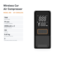 Compresseur d'air sans fil 12V 850W avec manomètre numérique, gonfleur de pneus portable pour voiture, vélo, moto, ballon