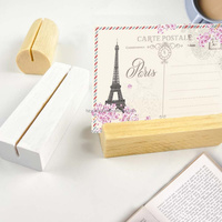 Porte-cartes de menu de petite table Place en bois et porte-cartes postales avec support en acrylique Gravure élégante pour décorations de fête