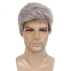 Pelucas blancas para hombres maduros para flequillo gris de mediana edad y ancianos, pelucas grises plateadas ligeras y transpirables, transfronterizas - Product Image 4