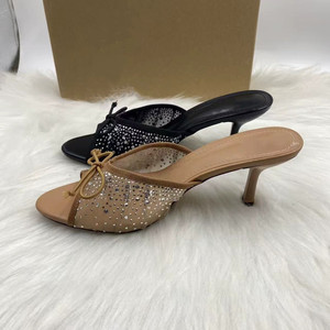Sandales à talons pour femmes, mules sexy à bout ouvert et nœud papillon, sandales à talons de qualité pour femmes - Product Image 2