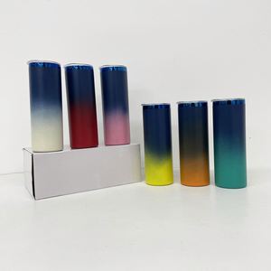 Gobelet isotherme droit et fin en acier inoxydable de 20 oz, bleu plaqué, avec couvercle, gravure laser, revêtement en poudre, dégradé ombré - Product Image 3