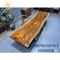 Table à manger en bois de noyer massif de luxe dalle de résine époxy pour restaurant hôpital café café cuisine hôtel-usine directe