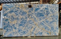 Dalle d'onyx bleu de qualité supérieure translucide pierre de marbre Onice rétro-éclairé avec panneau LED pour mur de vanité de comptoir de bar en jade