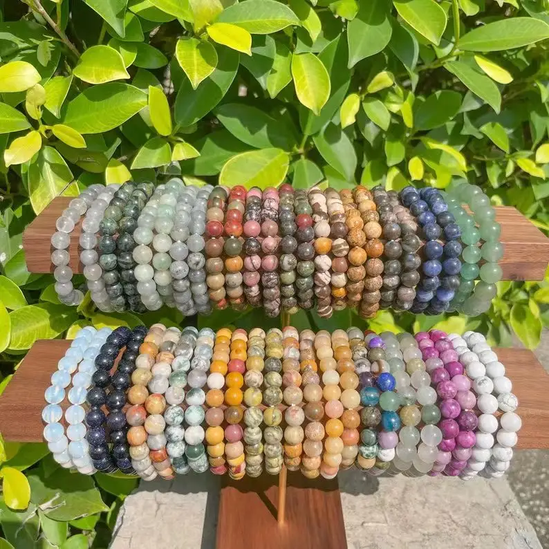 Wholesale Healing Quartz Crystal Round Stone Bead Bracelet, 4/6/8mm Colorful Birthstone Natural Stone Bracelet For Men Women