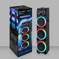 Altavoz Triple Premium de 12 Pulgadas para Eventos con Dos Micrófonos Inalámbricos para Espectáculo de Luces RGB con Sincronización Rítmica para Actuaciones en Vivo
