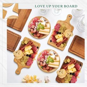 Tabla de queso de madera con juego de cuchillo y tenedor para servir comida en hoteles, bandeja de corte de madera maciza, set de regalo. - Product Image 3