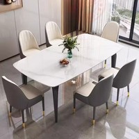 Ensemble de chaises de table à manger de luxe dalle d'ardoise rectangulaire minimaliste moderne pour petit appartement pour hôtels