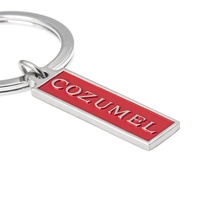 Porte-clés en métal émaillé doux personnalisé, rectangulaire, doré, souvenir, cadeau
