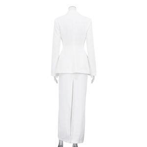 Abbigliamento elegante formale personalizzato autunno 2025 Set da <span class=keywords><strong>donna</strong></span> 2 pezzi completo Blazer bianco e gonna per le signore di alta qualità - Product Image 5