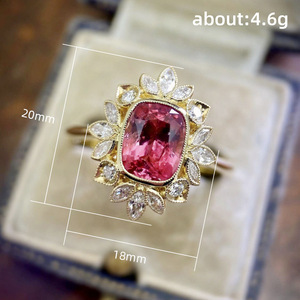 Anello con Accento in Cristallo Rosso per Donne, Tono Dorato, Elegante Anello alla Moda per Uso Quotidiano e Feste - Product Image 5