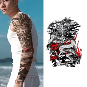 Pegatina de tatuaje temporal de brazo completo Diseño tribal duradero y seguro para hombres Tatuaje corporal de mano y manga completa