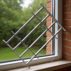 Grille de sécurité réglable à 4 barres transversales pour fenêtres de 27,6 à 41,3 pouces, design industriel en acier inoxydable, installation facile - Product Image 4