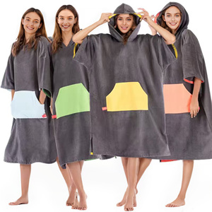 Peignoir de bain en microfibre pour sports de plein air, poncho de surf super doux pour adultes, serviette de plage à capuche - Product Image 1