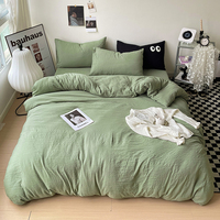 Ensemble de literie 4 pièces super doux et respectueux de la peau, design couleur AB, couleur unie simple, ensemble de linge de lit teint réactif