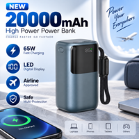 Station d'alimentation portable en gros haute capacité avec câble intégré, charge rapide PD 65W, écran LCD numérique, batterie externe OEM ODM