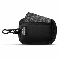 Portefeuille porte-cartes portable avec logo personnalisé, blocage RFID, pochette zippée pour pièces de monnaie et clés, idéal pour les voyages en plein air