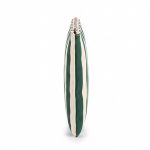 Large Flat Pouch Forest <b>Green</b> Ecru Stripe Cotton Canvas 32cm <b>Clutch</b> Makeup Bag Document Zip Pouch Custom Logo OEM - Product Image 6