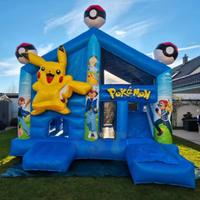 Castillo Inflable Comercial con Tobogán, de PVC, con Personajes de Dibujos Animados, PIKACHU, Casa de Brinco Inflable, Combo para Alquiler en Fiestas