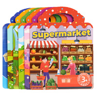 Autocollants en gel, livre silencieux, bricolage, scrapbooking amusant, scène, jouets éducatifs, animaux, supermarché, papier, personnalisable