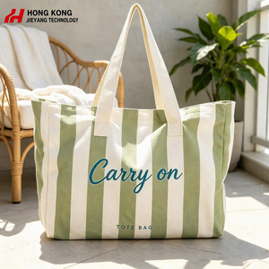 Promotional Custom Logo Colorful Striped <b>Large</b> Capacity Eco Friendly Cotton Canvas Boutique <b>Travel</b> Shopping Beach Gift <b>Tote</b> <b>Bag</b> - Product Image 2