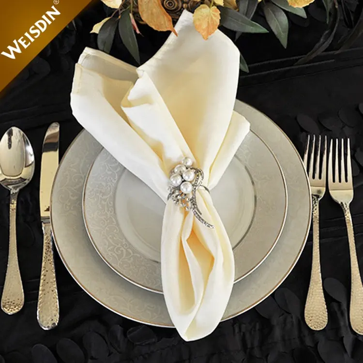 Groothandel Kerst Vlakte 50*50Cm Witte Kleur Cocktail Servetten Doek Tafel Diner Servet Katoen