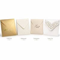 Sobres de Papel Dorado Personalizados al por Mayor, Logotipo Estampado en Caliente, Invitación de Boda de Lujo, Papel Premium, Paquete a Granel Multicolor