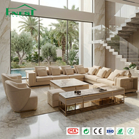 Projet de villa haut de gamme, ensemble de canapés modulaires en cuir véritable de luxe 7 places, canapé d'angle en forme de L, grand canapé d'angle Park