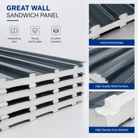 Panneau sandwich Great Wall à isolation thermique, panneau mural métallique décoratif pour maison préfabriquée moderne, construction de bureau modulaire