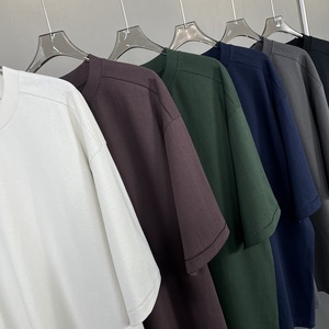 เสื้อยืดโอเวอร์ไซส์ทรงหลวมสไตล์อเมริกัน ลุควินเทจ แต่งผ้าต่อกัน แขนสั้น สีพื้น เรียบง่าย ใส่ได้ทั้งชายและหญิง - Product Image 2