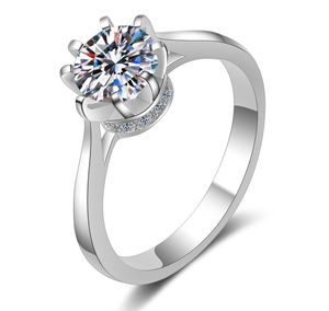 แหวนเพชรโมอิสประกายเพชรสำหรับทดสอบผ่านมา1กะรัตของขวัญแต่งงานแหวนเงิน925 - Product Image 1