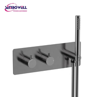 Robinet en acier inoxydable 304 Finition noir mat Système de douche mural Ensemble de douche encastré Robinet de baignoire et de douche avec plaque arrière