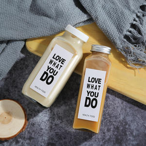 Bouteilles en verre carrées françaises transparentes 250ml 350ml 500ml 16 oz pour presse à froid café lait thé jus avec couvercle à vis pour boissons - Product Image 4