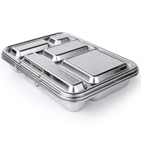 Boîte à bento en acier inoxydable à cinq compartiments, chauffable, mignonne, avec pot alimentaire, écologique, sans BPA, pour nouveau-nés et enfants