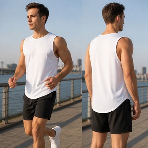 Camiseta Deportiva sin Mangas con Logotipo de Diseño OEM Personalizado, Cuello Redondo, Mezcla de Algodón y Elastano, Informal, para Gimnasio, Entrenamiento, Running - Product Image 2