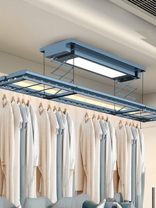 Ultra-slim height-adjustable remote-controlled electric clothes drying rack for home balconies equipped <b>with</b> four steel cables - Product Image 1