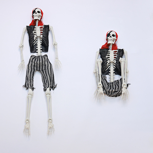 Squelette de pirate d'Halloween de 165 cm, articulations mobiles, décoration humanoïde en plastique pour cour, pelouse, jardin et maison hantée - Product Image 3
