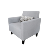 Fauteuil d'appoint carré gris clair moderne pour hôtel, en tissu de lin, avec accoudoirs, pour salon