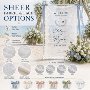 Panneau de <span class=keywords><strong>bienvenue</strong></span> personnalisé en dentelle transparente pour <span class=keywords><strong>mariage</strong></span>, bannière en tulle sur mesure pour l'entrée de la cérémonie, décoration événementielle - Product Image 2